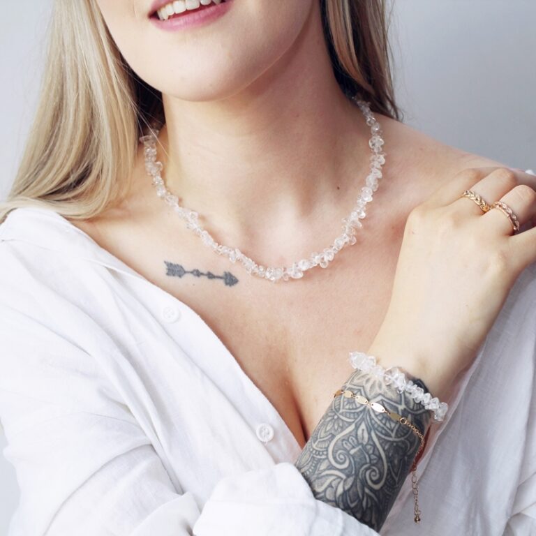 kryształ górski naszyjnik, biżuteria z naturalnymi kamieniami