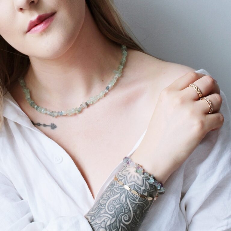 Fluoryt naszyjnik z zapięciem - 45 cm