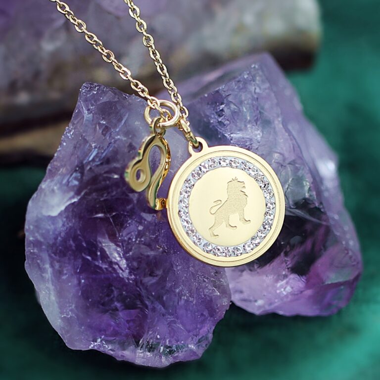 Celebrytka LEW naszyjnik stal chirurgiczna kolor złoty