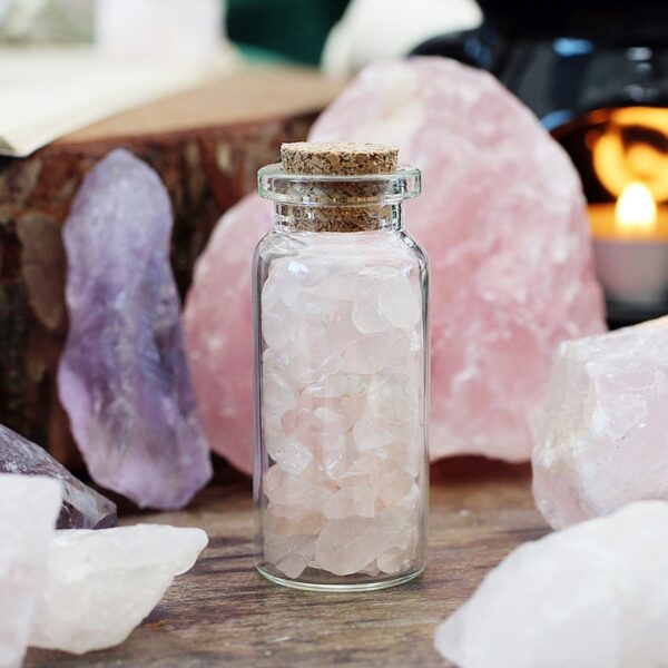 kwarc różowy buteleczka z kamieniami kamienie naturalne online