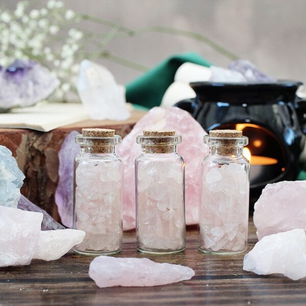 kwarc różowy buteleczka z kamieniami sklep online