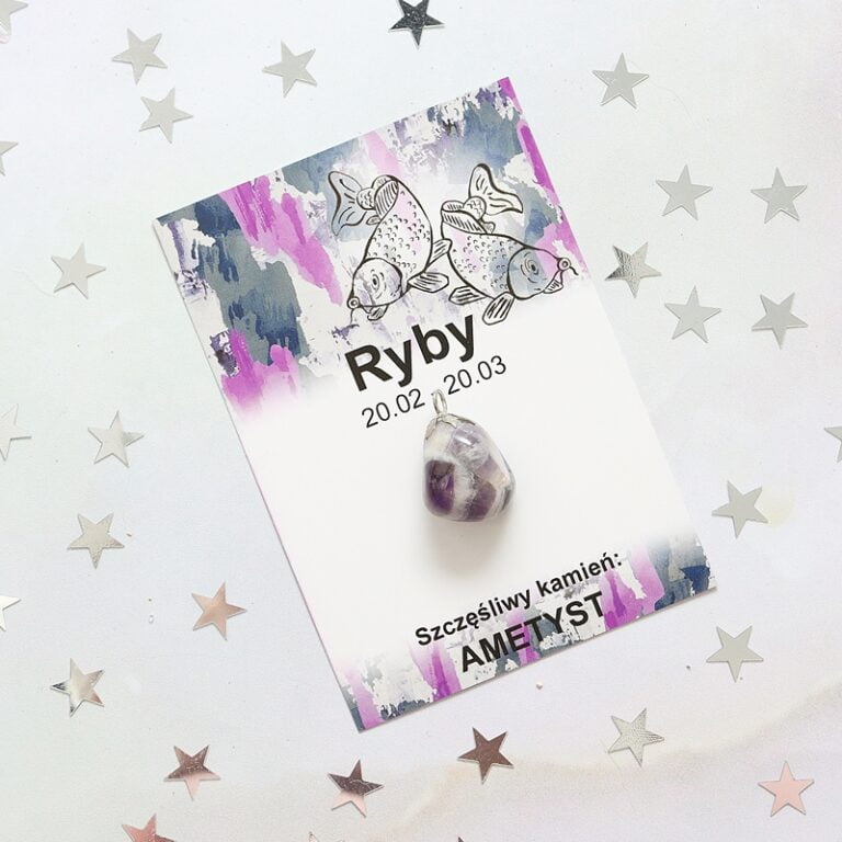 Szczęśliwy kamień dla RYB wisiorek ametyst