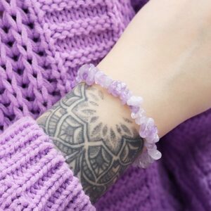 ametyst wrzosowy bransoletka na gumce