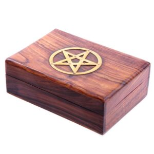 Szkatułka - pudełko z drewna Pentagram 17.5cm