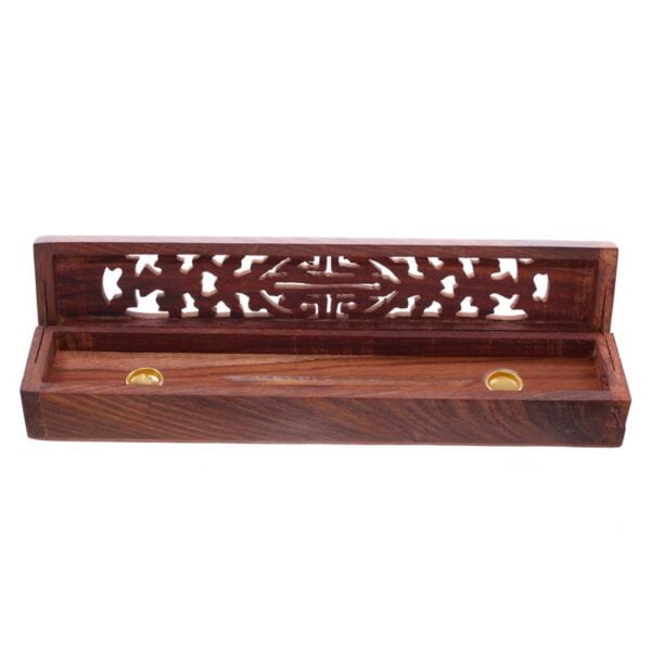 Drewniane pudełko na kadzidełka - rzeźbione