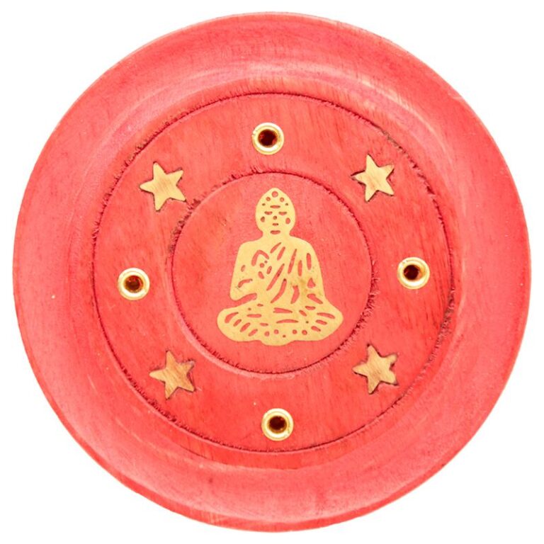 Pomarańczowa okrągła podstawka na kadzidełka budda 7cm