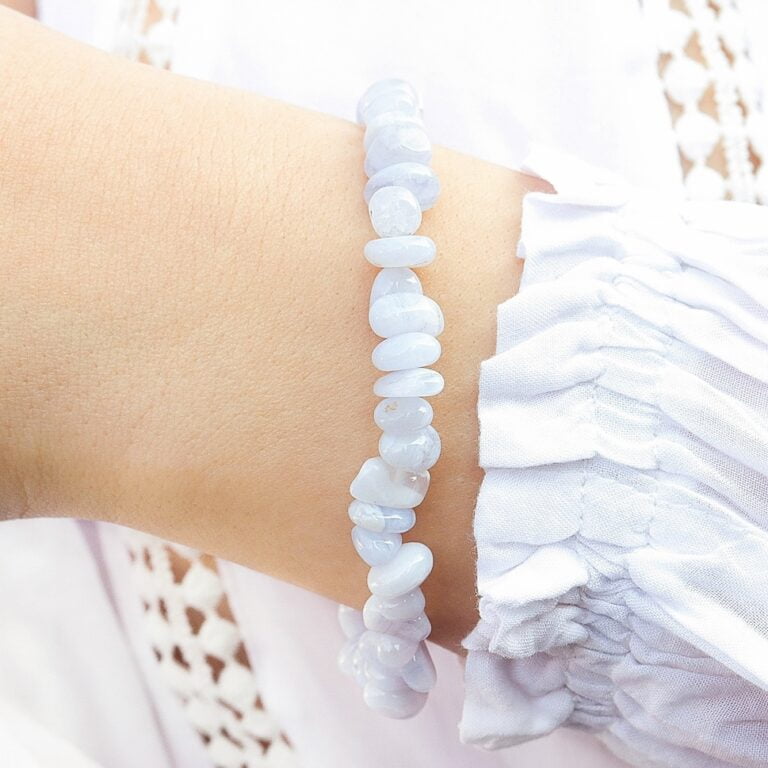 Agat blue lace (koronkowy) bransoletka na gumce