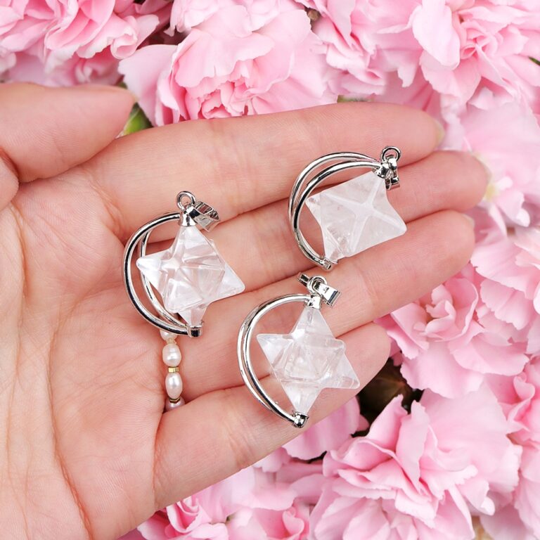 Kryształ górski wisiorek zawieszka gwiazda Merkaba