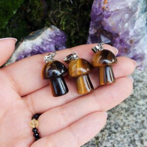 Tygrysie oko zawieszka wisiorek kryształowy grzybek