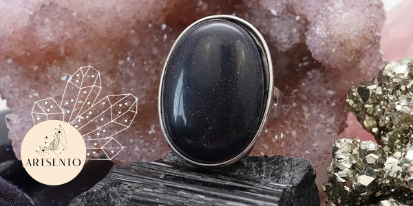 pierścionki z naturalnym kamieniem czarne