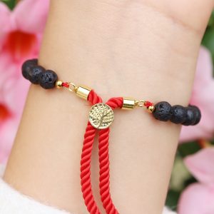 Bransoletka kamień wulkaniczny lawa czakry regulowana sznurek