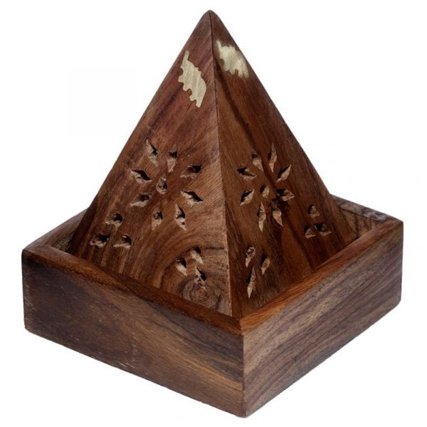 Drewniane pudełko na kadzidełka - piramidka