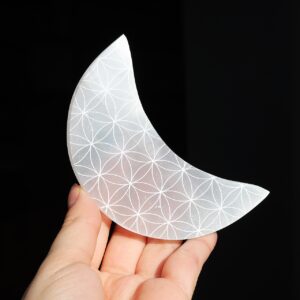 Selenitowa płytka w kształcie księżyca 10cm
