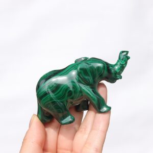 Malachitowy słoń - ręcznie wykonana figurka z kamienia ochronnego.