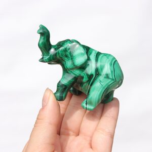 Figurka słonia z naturalnego malachitu - symbol szczęścia i ochrony.