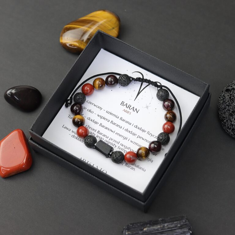 Bransoletka zodiakalna baran– męska bransoletka z kamieni naturalnych