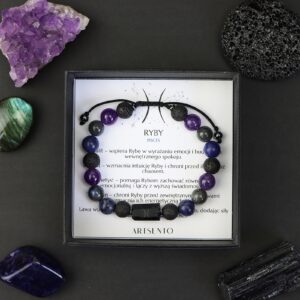 Bransoletka zodiakalna RYBY – męska bransoletka z kamieni naturalnych