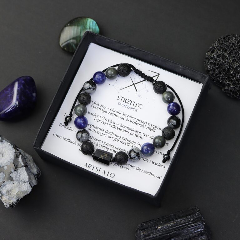 Bransoletka zodiakalna STRZELEC – męska bransoletka z kamieni naturalnych