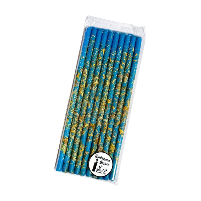 *﻿Niebieska świeca rytualna „Cud Uzdrowienia” z lawendą i mniszkiem lekarskim – na regenerację, oczyszczenie i uzdrowienie ciała i duszy