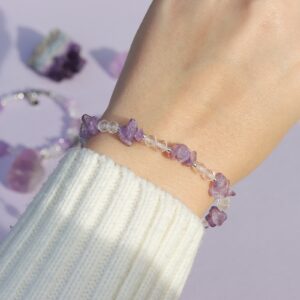 Bransoletka z ametystu i kryształu górskiego na ręce - biżuteria ze srebra 925