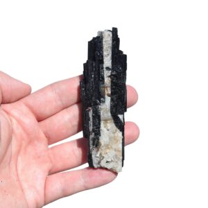 Turmalin czarny z Kwarcem surowy 10.5cm 122.5g Brazylia - Kamień Ochrony i Uziemienia