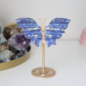 Motyl na stojaku lapis lazuli kamień szczerości i komunikacji , 14cm