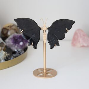 Motyl na stojaku obsydian kamień ochrony i transformacji,14cm