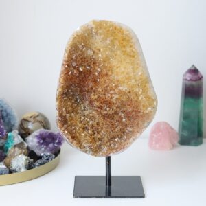 Cytryn na metalowej nóżce stojaku 29cm 3,2kg - Kamień Obfitości i Sukcesu