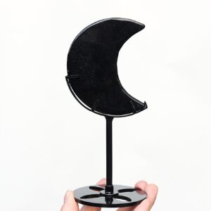 Księżyc na stojaku obsydian kamień ochrony i transformacji, 16cm